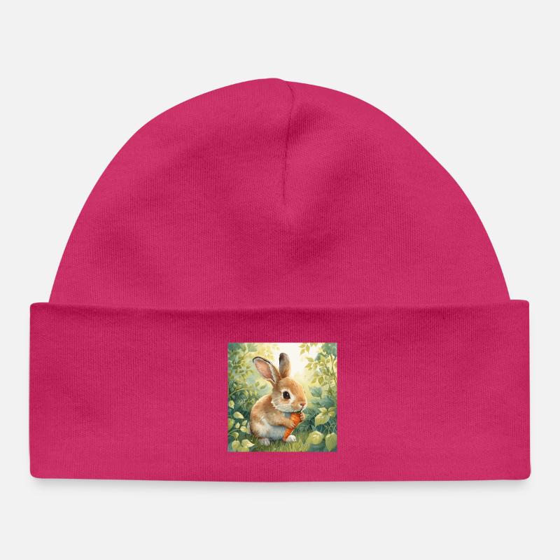 Petit lapin mignon - Bonnet bébé bio - hot pink