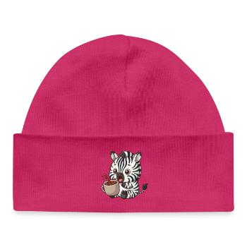 Funny Zebra Coffee Coffee Lover - Baby Organic Beanie - hot pink - Front