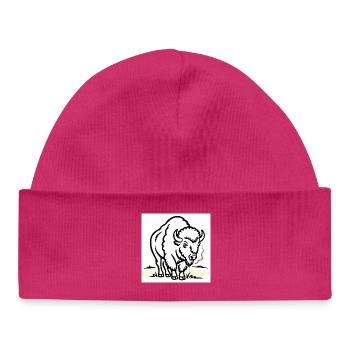 Bison mit Rauch auf dem Feld - Baby Organic Mütze - hot Pink - Vorne