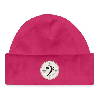 Clé de fa sur le patch - Bonnet bébé bio - hot pink - Devant