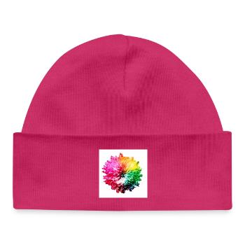 Rainbow Blossom Explosion - Baby Organic Beanie - hot pink - Front