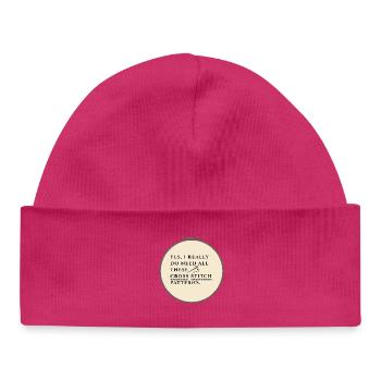 Cross Stitch Pattern Obsession - Baby Organic Beanie - hot pink - Front