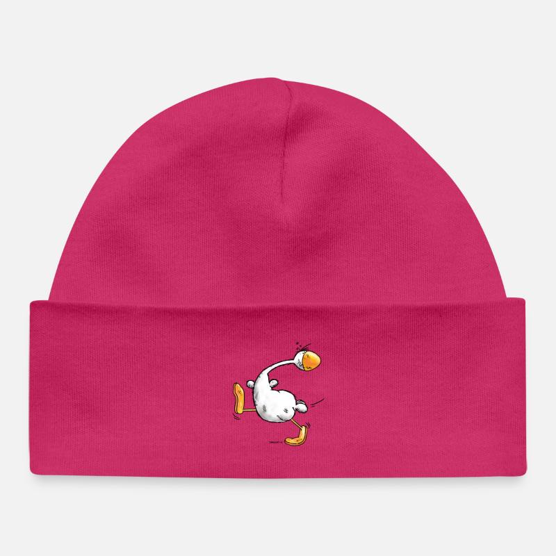 "Lola" - Canard - Volaille - Bonnet bébé bio - hot pink