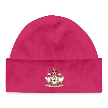 Famille de Coqs Attitude Fun - Bonnet bébé bio - hot pink - Devant