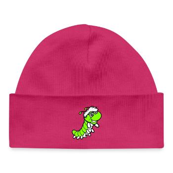 Nerd Caterpillar Intelligent Geek Worm Horn-rimmed Glasses Smart - Baby Organic Beanie - hot pink - Front