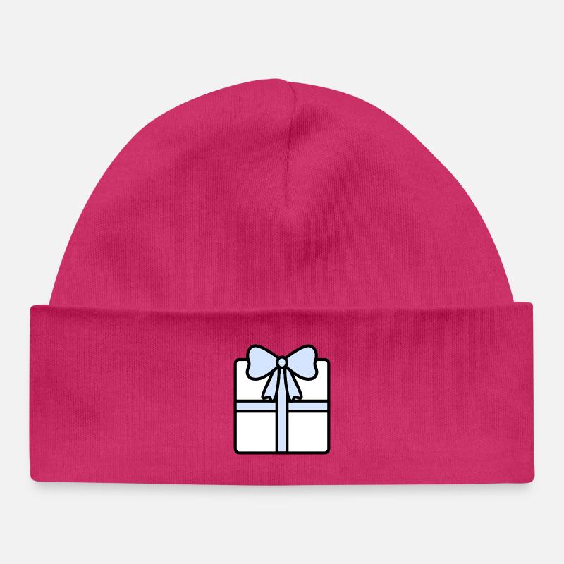 Boîte cadeau élégante avec ruban - Bonnet bébé bio - hot pink