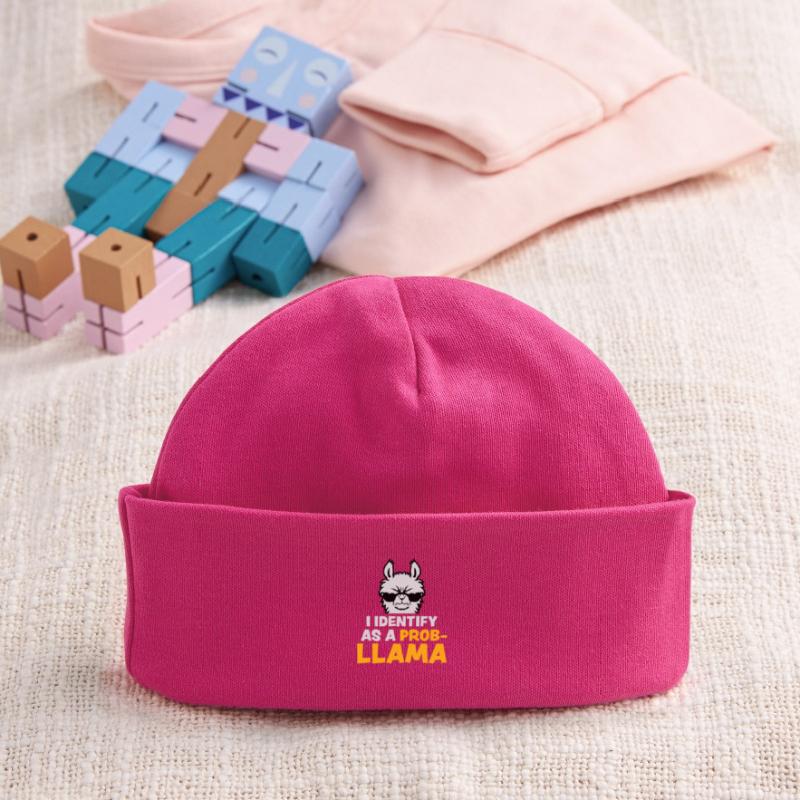 I Identify As A Probllama Cool Lama Problem Spruch Baby Organic Mütze