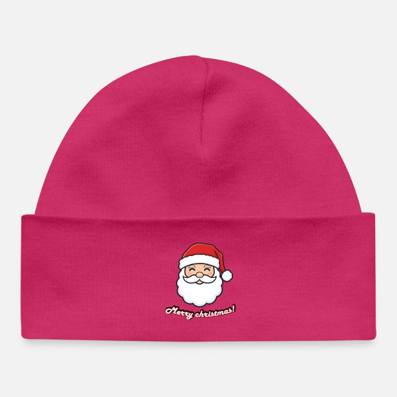 Père Noël Sourire Merry Christmas - Bonnet bébé bio - hot pink