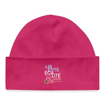 Liberté Égalité Pétanque, la french Révolution  - Bonnet bébé bio - hot pink - Devant