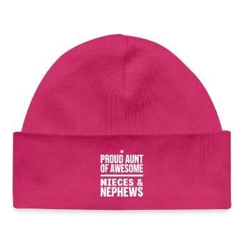 Proud Aunt of Awesome Nieces Nephews - Baby Organic Beanie - hot pink - Front