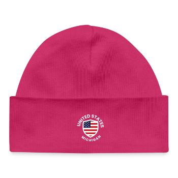 American Flag Shield Michigan - Baby Organic Mütze - hot Pink - Vorne