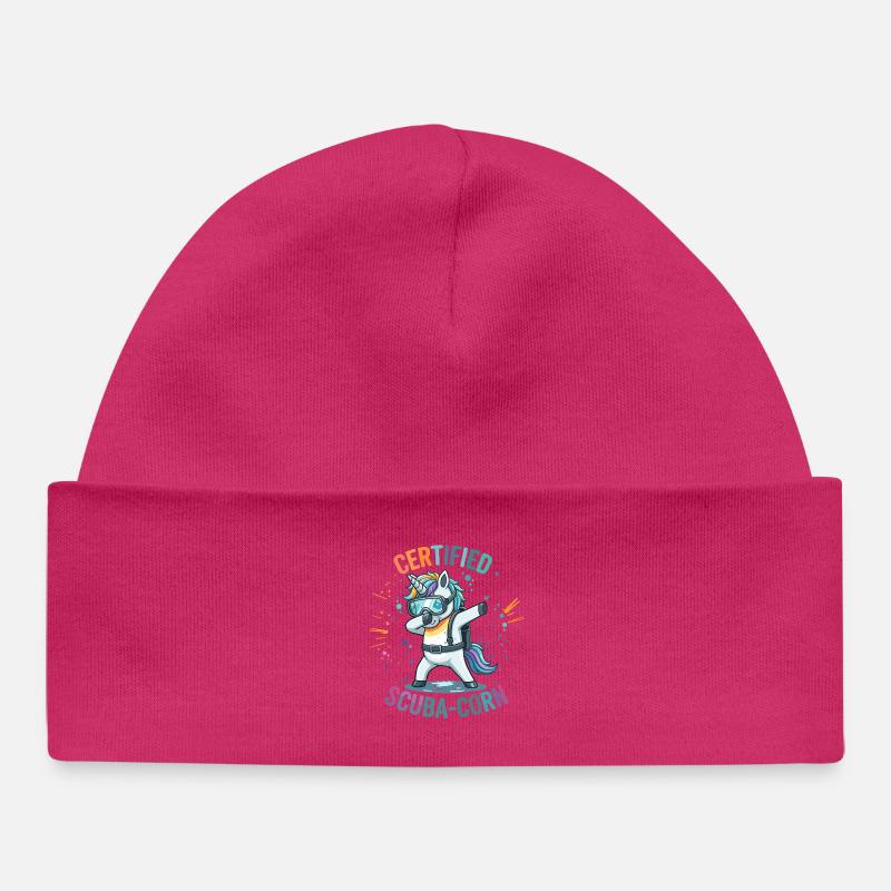 Certified Scuba-Corn : une licorne mignonne dans un plongeur - Bonnet bébé bio - hot pink