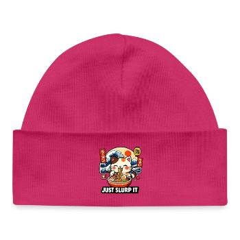 Kawaii Ramen Cat: Just Slurp It - Baby Organic Beanie - hot pink - Front