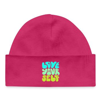 Love Yourself Positive Self Love Quote Design - Baby Organic Mütze - hot Pink - Vorne