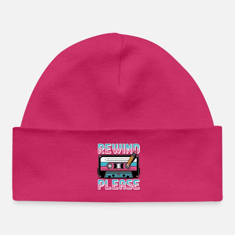 Rembobinez s’il vous plaît cassette rétro - Bonnet bébé bio - hot pink