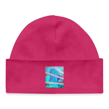 Neon Abstrakte Streifen Kollage - Baby Organic Mütze - hot Pink - Vorne