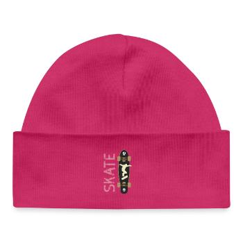 skate skateboard longboard halfpipe jump skull LOL - Baby Organic Beanie - hot pink - Front
