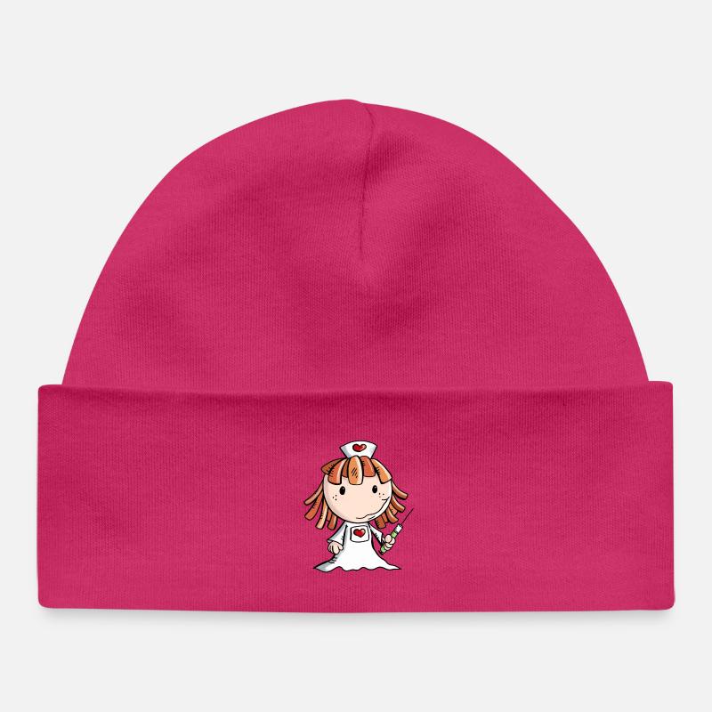 comique d'infirmière avec le coeur et la seringue - Bonnet bébé bio - hot pink