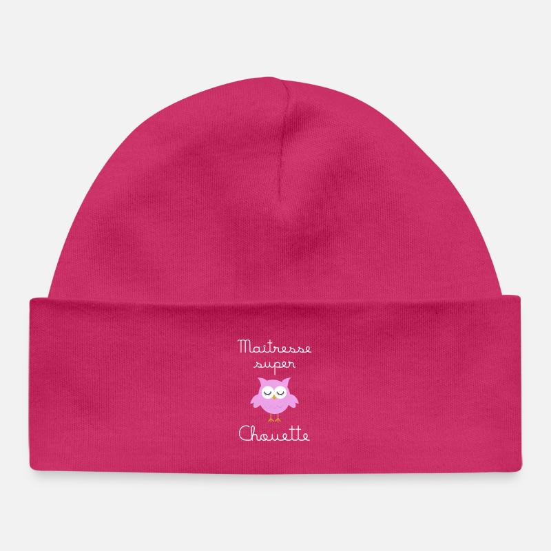 Maîtresse super chouette (écrit blanc) - Bonnet bébé bio - hot pink