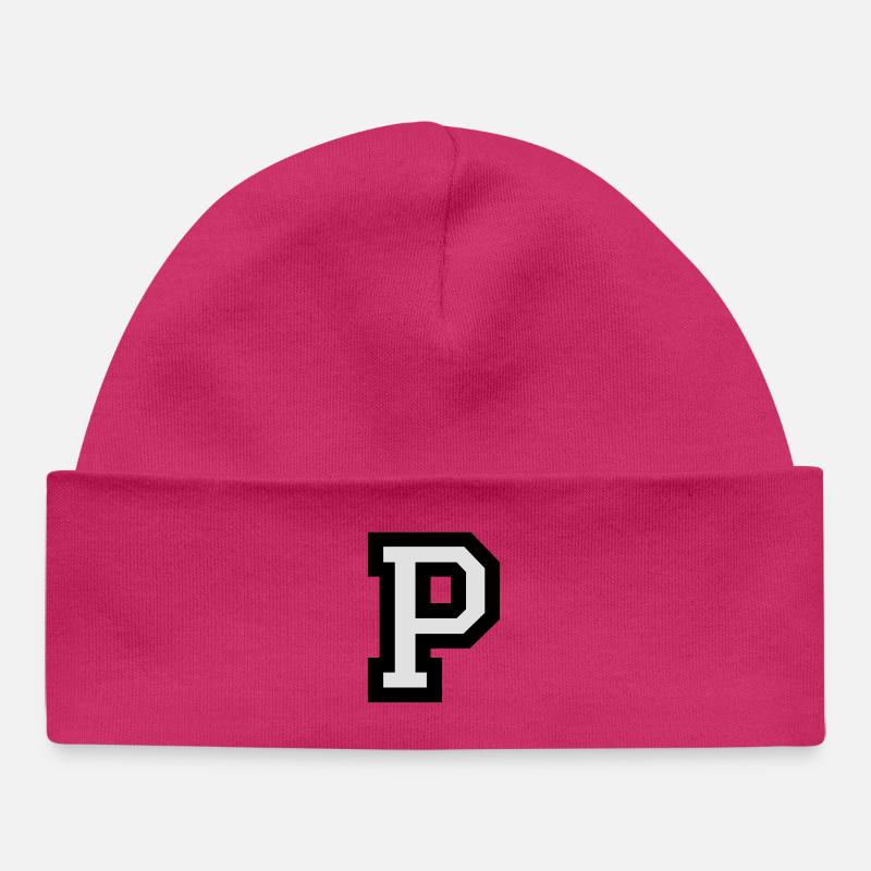 Lettre P en deux couleurs - Bonnet bébé bio - hot pink