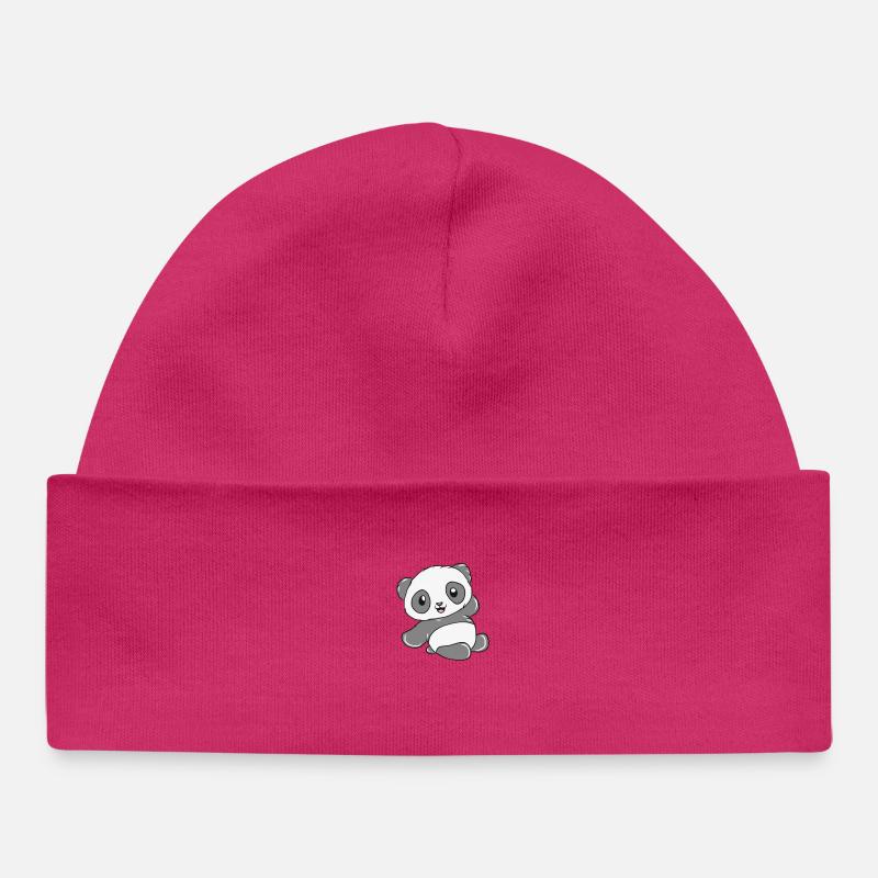 panda - Bonnet bébé bio - hot pink