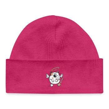 Ange gardien chat - Bonnet bébé bio - hot pink - Devant