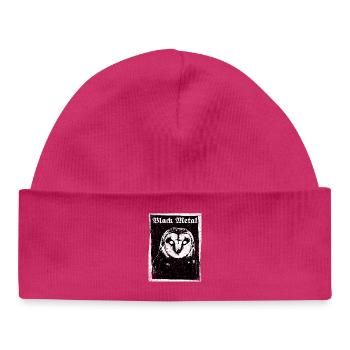 Black Metal Owl - Baby Organic Beanie - hot pink - Front