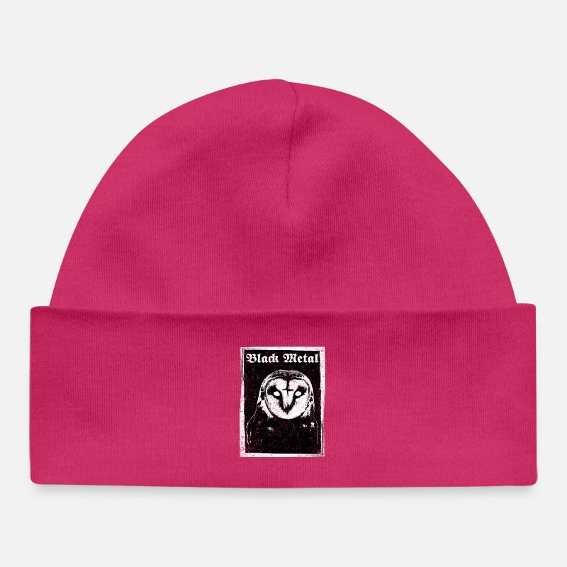 Hibou en métal noir - Bonnet bébé bio - hot pink