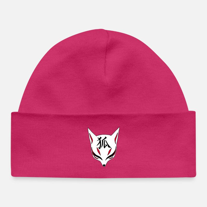 Renard japonais manga - Bonnet bébé bio - hot pink