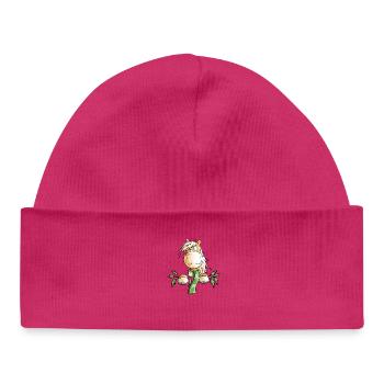 Winter Pferd I Pferdemotiv Fun - Baby Organic Mütze - hot Pink - Vorne