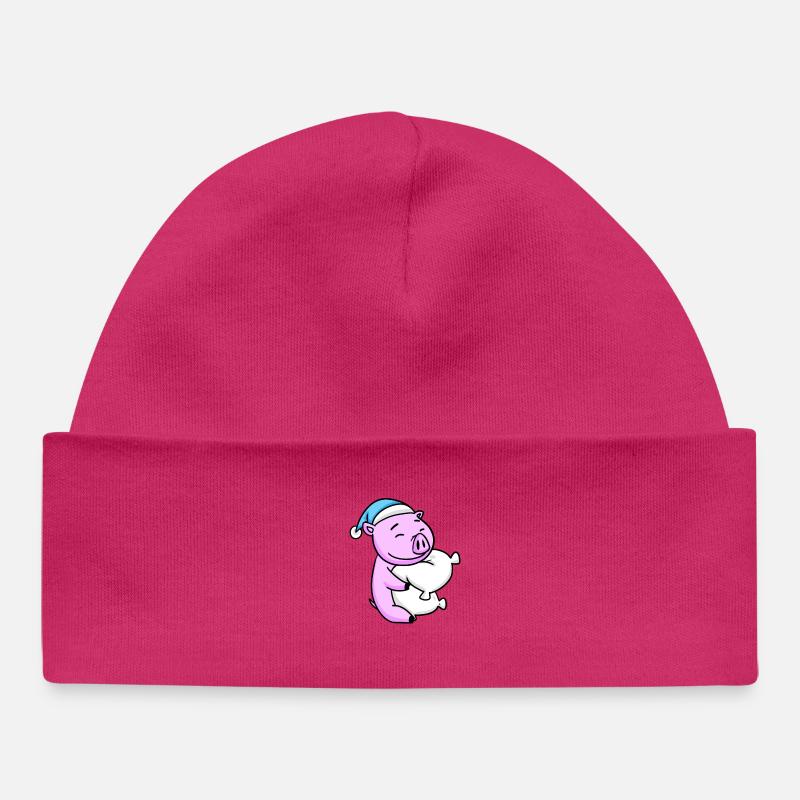 Cochon - Bonnet bébé bio - hot pink