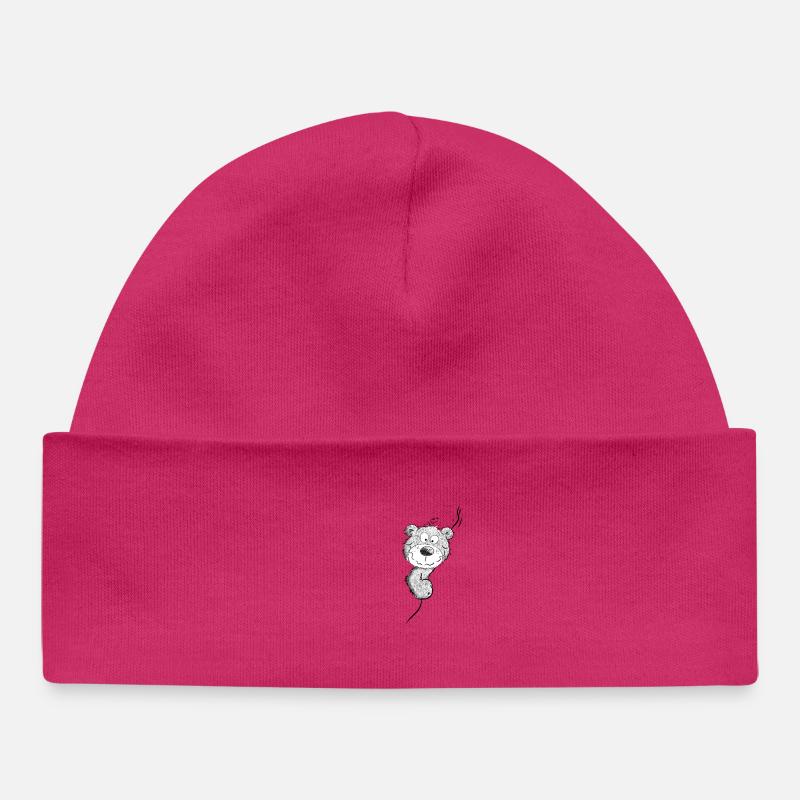 Dessin du Petit Ours I Bande dessinée animalière - Bonnet bébé bio - hot pink