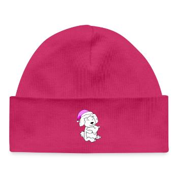 Chien Race Caniche - Bonnet bébé bio - hot pink - Devant