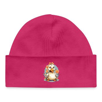 Cute duck with flowers - Baby Organic Beanie - hot pink - Front