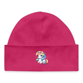 Dabbing Licorne Les fans tamponnent les licornes - Bonnet bébé bio - hot pink - Devant