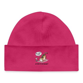 Drôle de dicton de yoga pour chat - « Est-ce que je le fais bien ? » - Bonnet bébé bio - hot pink - Devant