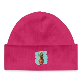Ananas 3 png - Bonnet bébé bio - hot pink - Devant