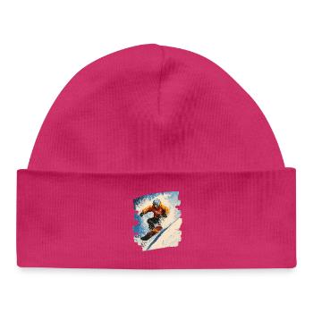 Snowboarder powder snow - Baby Organic Beanie - hot pink - Front