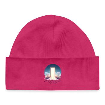 Open Door Trust Alan Watts Faith Quote - Baby Organic Beanie - hot pink - Front