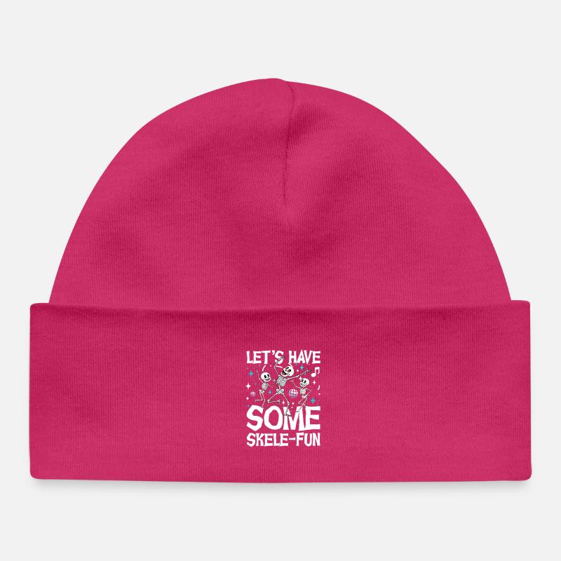 Amusons-nous un peu avec les squelettes dansants - Bonnet bébé bio - hot pink