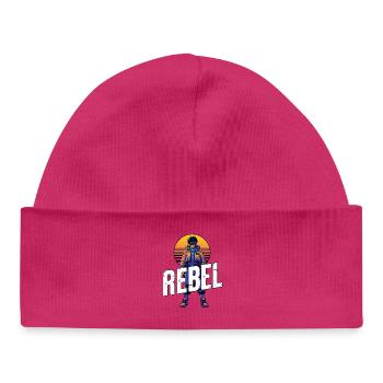 Rebellischer Cyber-Teen mit Sonnenuntergang - Baby Organic Mütze - hot Pink - Vorne