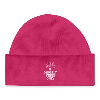 Geistlicher Spinnenweb-Print mit Geist - Baby Organic Mütze - hot Pink - Vorne