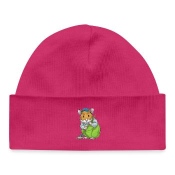 Hamster Cleaning Mop - Baby Organic Beanie - hot pink - Front