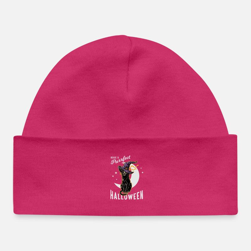 Chats d'Halloween avec des chapeaux de sorcière - Bonnet bébé bio - hot pink