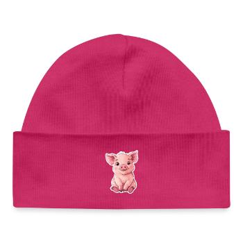 Porc Porcelet - Bonnet bébé bio - hot pink - Devant