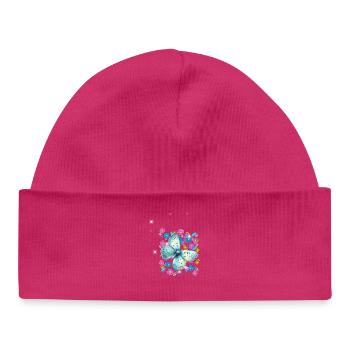 Retro Schmetterling Blumen 60er  - Baby Organic Mütze - hot Pink - Vorne