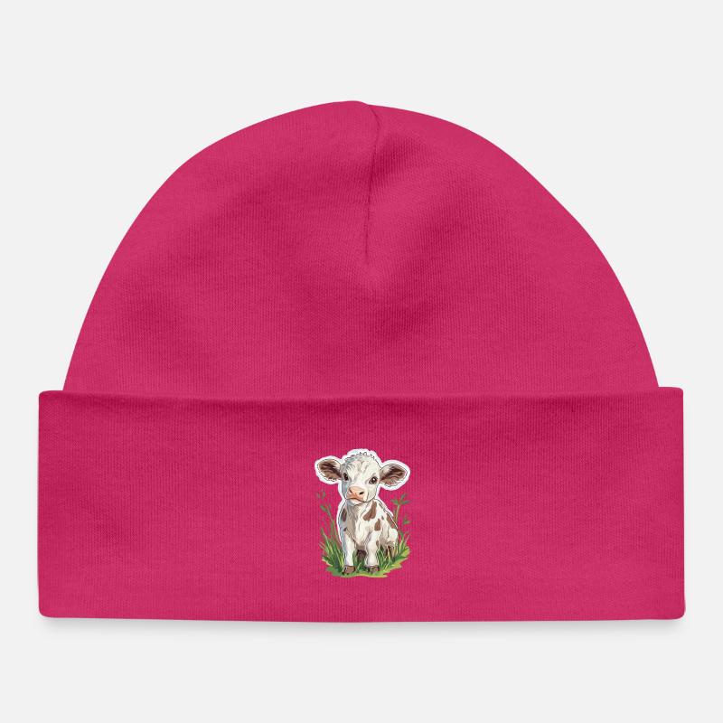 Vache - Bonnet bébé bio - hot pink