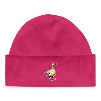 Bande dessinée Oie avec bec - Bonnet bébé bio - hot pink - Devant