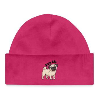 Adorable vie de carlin Drôle d’amoureux des chiens - Bonnet bébé bio - hot pink - Devant