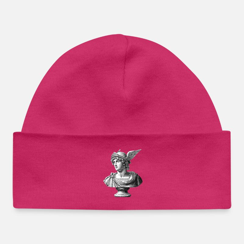 Buste antique Hermès - Gravure classique - Bonnet bébé bio - hot pink